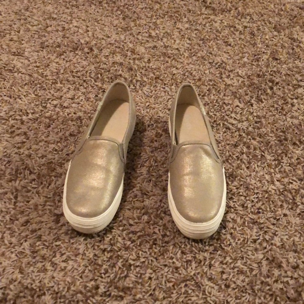 Keds platform gold slip-ons worn once